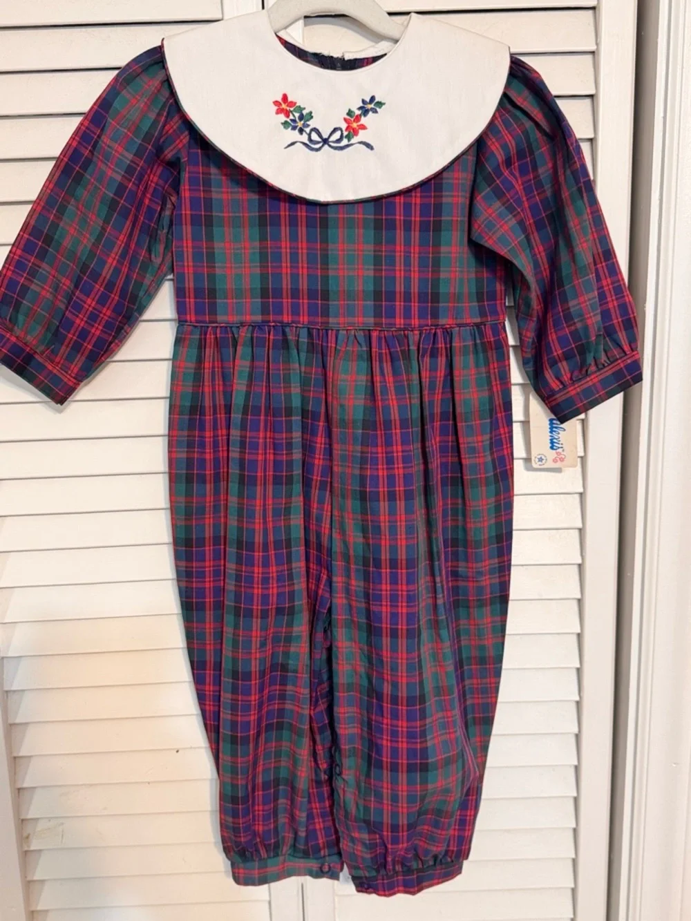 Vintage Deadstock Alexis Baby Girl Tartan Plaid Romper NWT Made in USA 24m